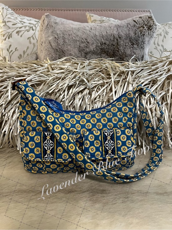 Handbags - VERA BRADLEY Riviera 2008 Libby Crossbody Purse Shoulder Bag Blue Yellow Y2K